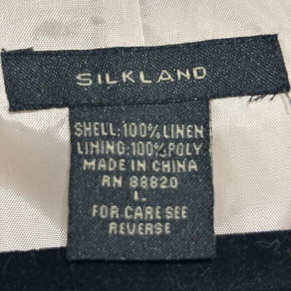 Silkland 100% Linen Sleeveless Top Sz Large Tan Lace Trim Lined V-Neck - Picture 6 of 6